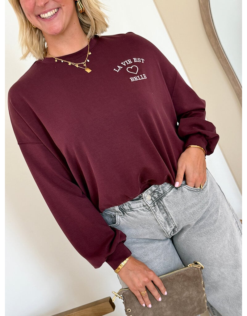 21Jewelz "La vie est belle" sweater - bordeaux