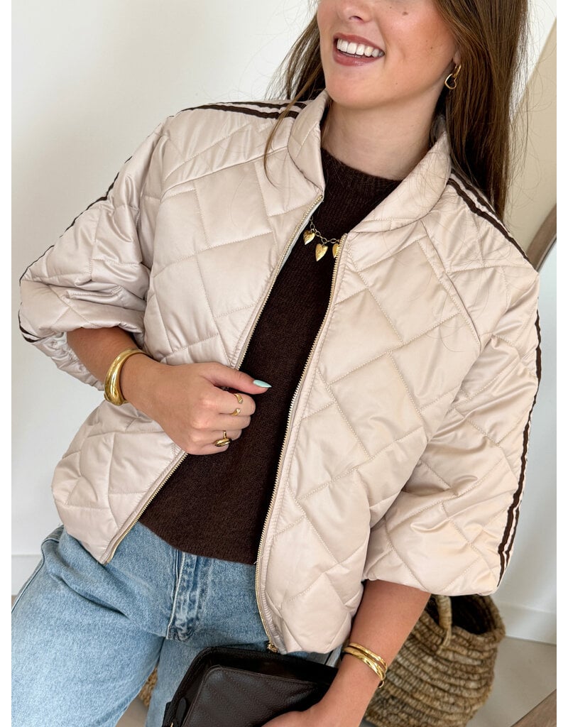 21Jewelz Gewatteerd jasje met strepen - beige/bruin