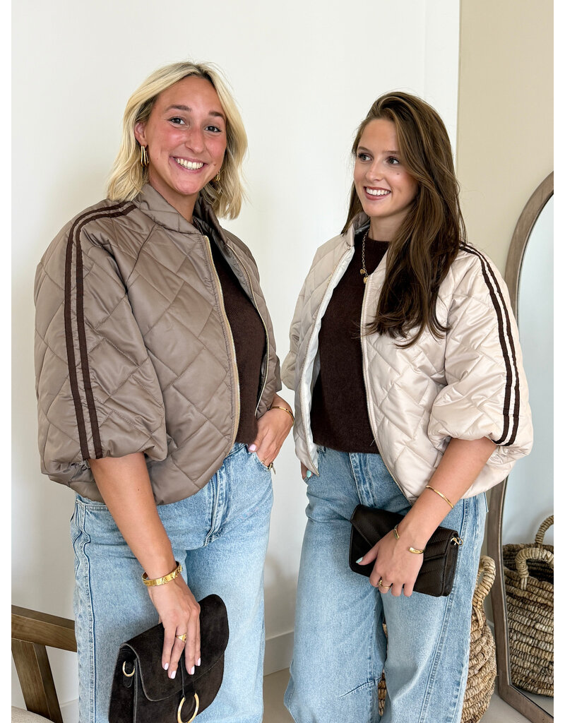 21Jewelz Gewatteerd jasje met strepen - taupe/bruin