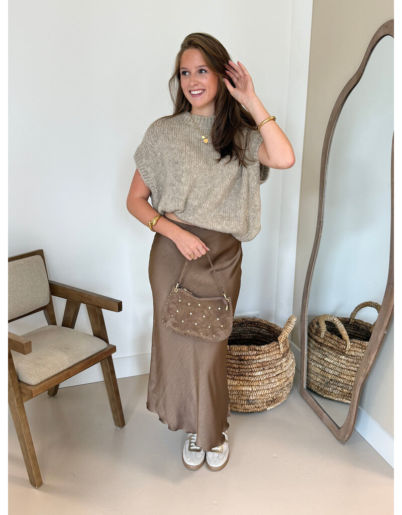 21Jewelz Satijnlook midi rok - camel