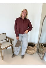 21Jewelz Oversized blouse met zakje - bordeaux
