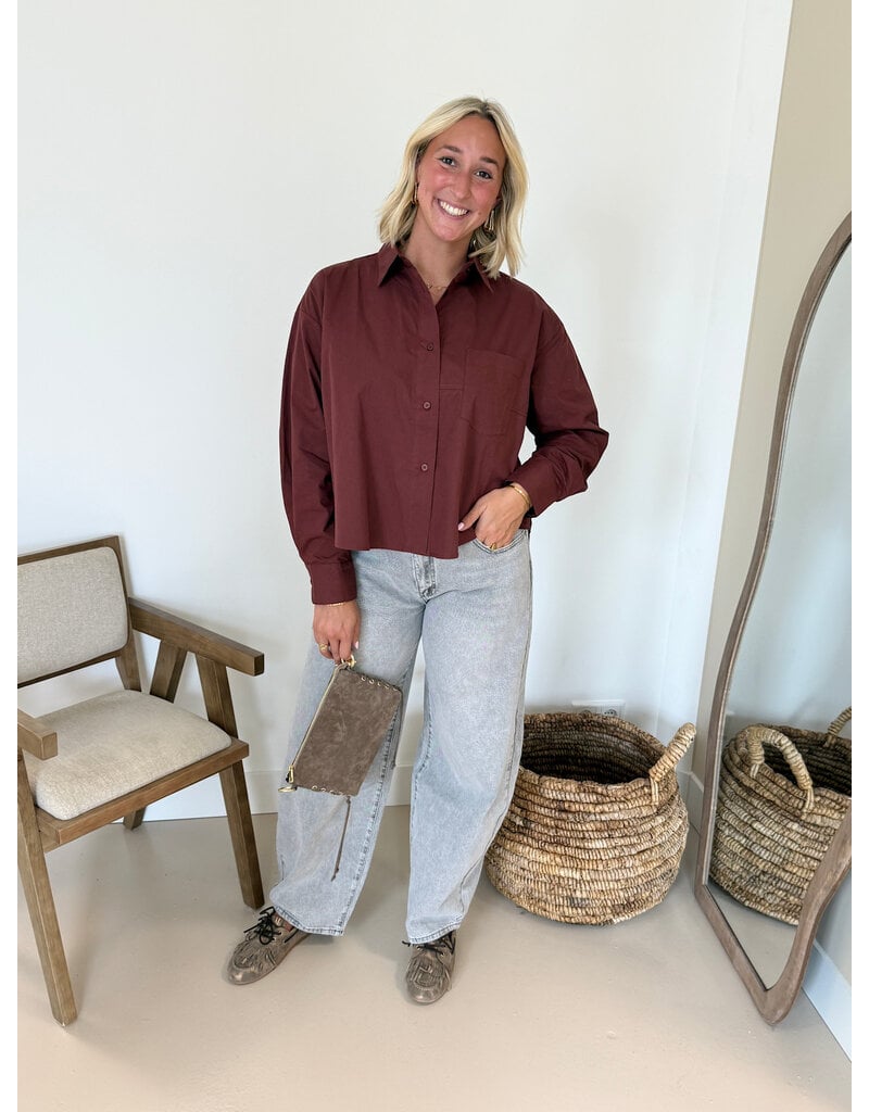 21Jewelz Oversized blouse met zakje - bordeaux