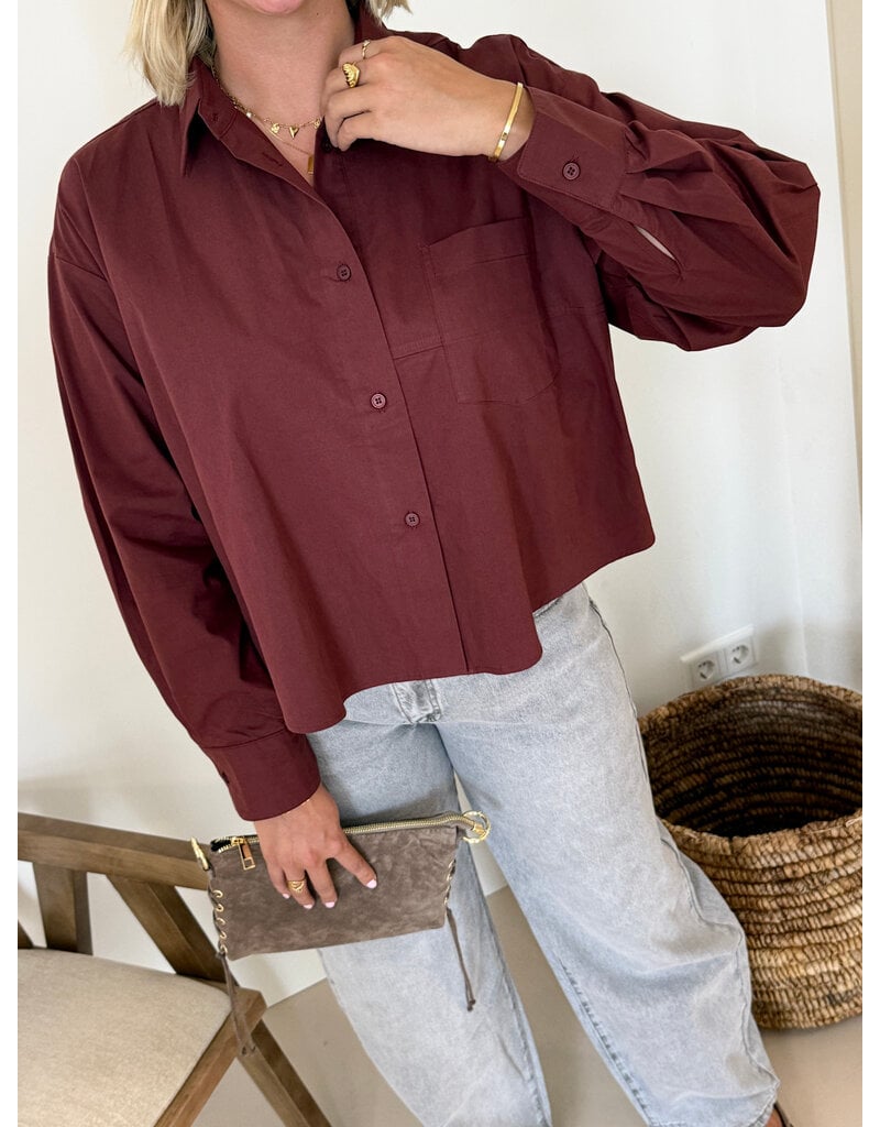 21Jewelz Oversized blouse met zakje - bordeaux