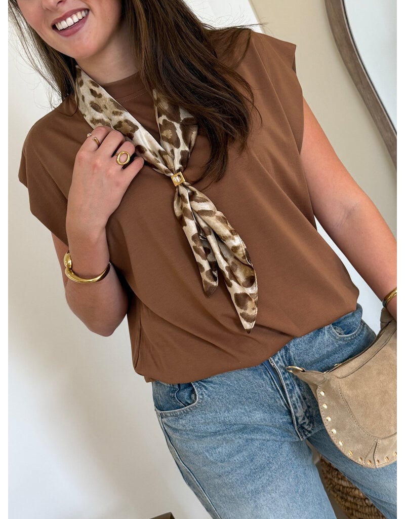 21Jewelz Mouwloze top met elastiek - camel