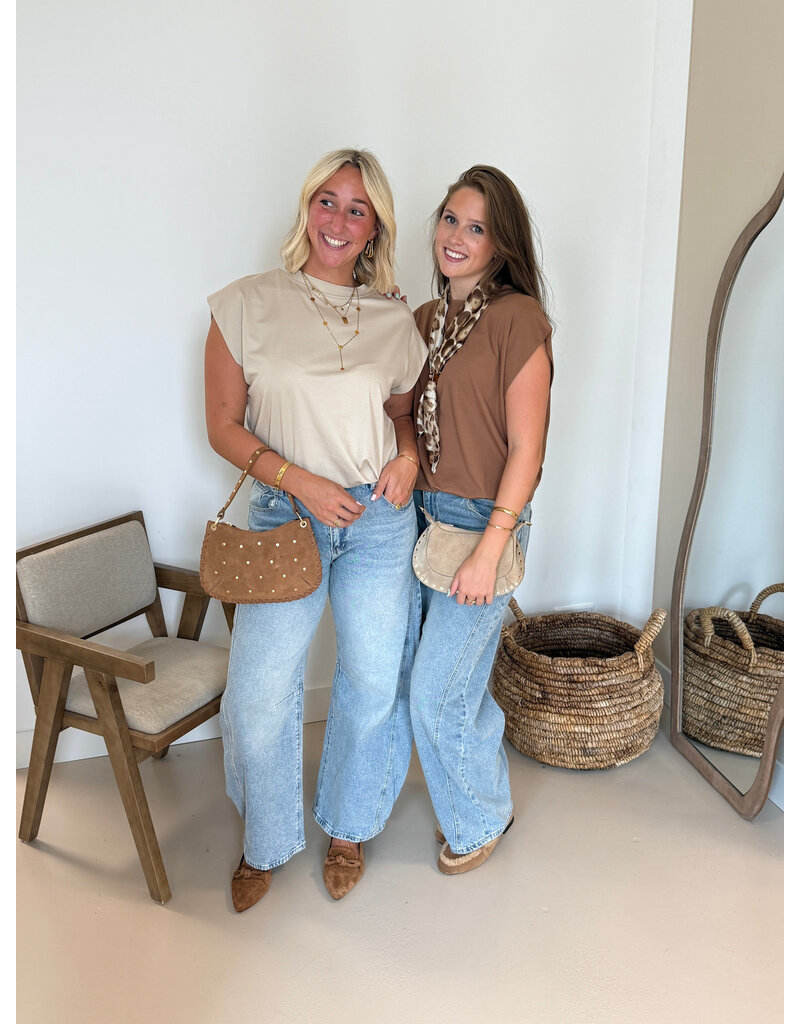21Jewelz Mouwloze top met elastiek - beige