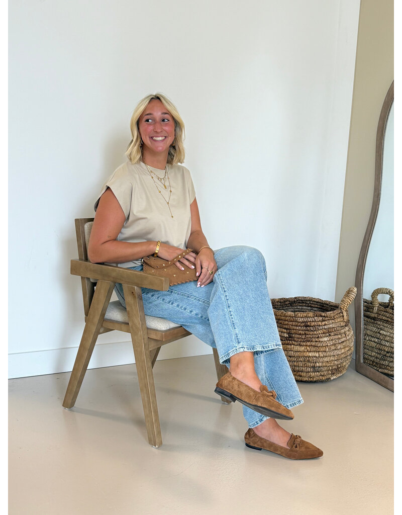 21Jewelz Mouwloze top met elastiek - beige