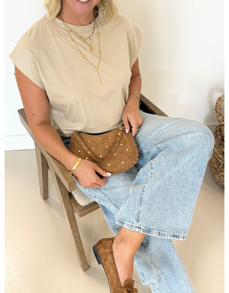 21Jewelz Mouwloze top met elastiek - beige