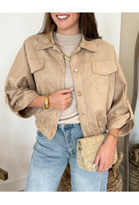 21Jewelz Suede-look jasje met gouden knoopjes - beige
