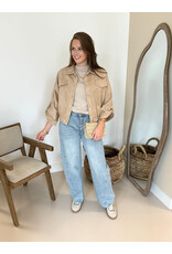 21Jewelz Suede-look jasje met gouden knoopjes - beige