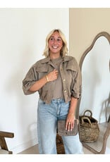 21Jewelz Suede-look jasje met gouden knoopjes - taupe