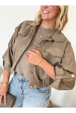 21Jewelz Suede-look jasje met gouden knoopjes - taupe
