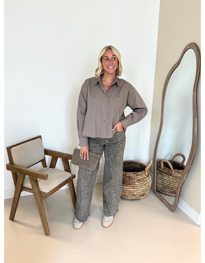 21Jewelz Oversized blouse met zakje - taupe