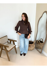 21Jewelz Gesmokte peplum top - bruin