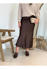 21Jewelz Satijnlook midi rok - donkerbruin