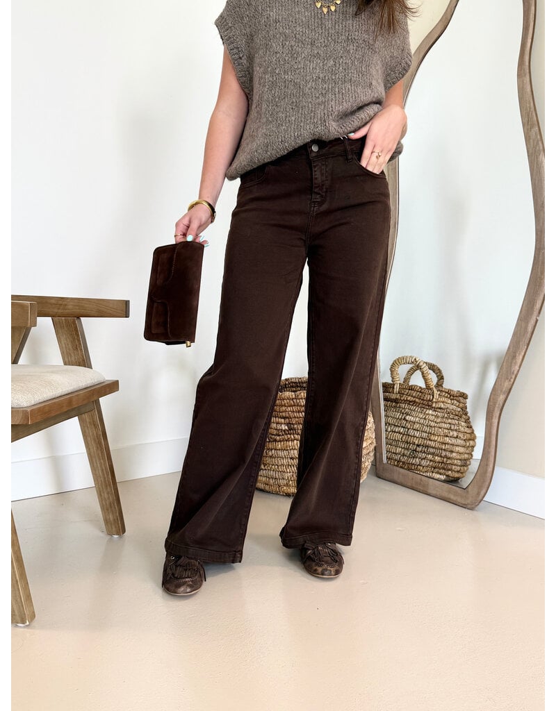21Jewelz Stretch wide leg jeans - donkerbruin