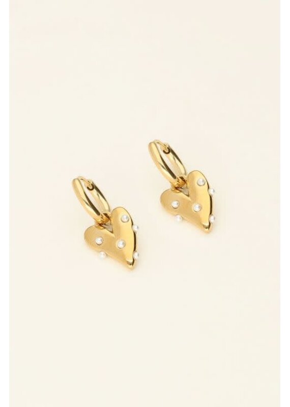 21Jewelz My Jewellery | Kleine oorringen met hart en parels - goud