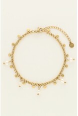 My Jewellery My Jewellery | Armband met kleine munten en zoetwaterparels - goud