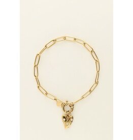 My Jewellery My Jewellery | Armband met groot hart en parels - goud