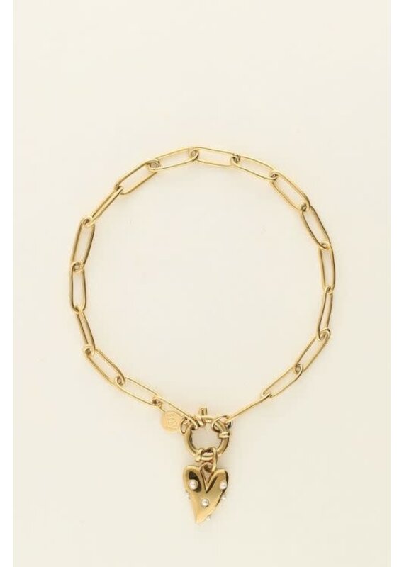 My Jewellery My Jewellery | Armband met groot hart en parels - goud