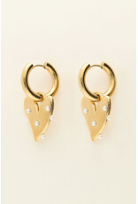 My Jewellery My Jewellery | Grote oorringen met hart en imitatieparels - goud