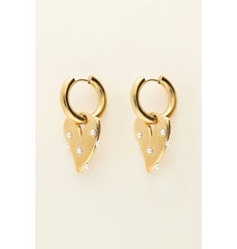 My Jewellery My Jewellery | Grote oorringen met hart en imitatieparels - goud