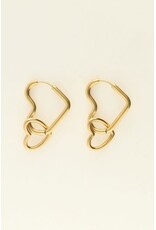 My Jewellery My Jewellery | Universe dubbele hart oorbellen - goud