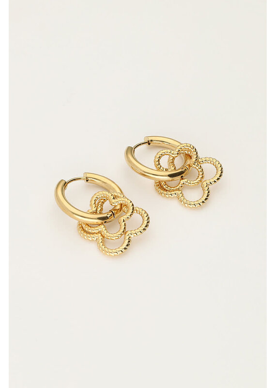 My Jewellery My Jewellery | Oorringen met dubbele klaver - goud
