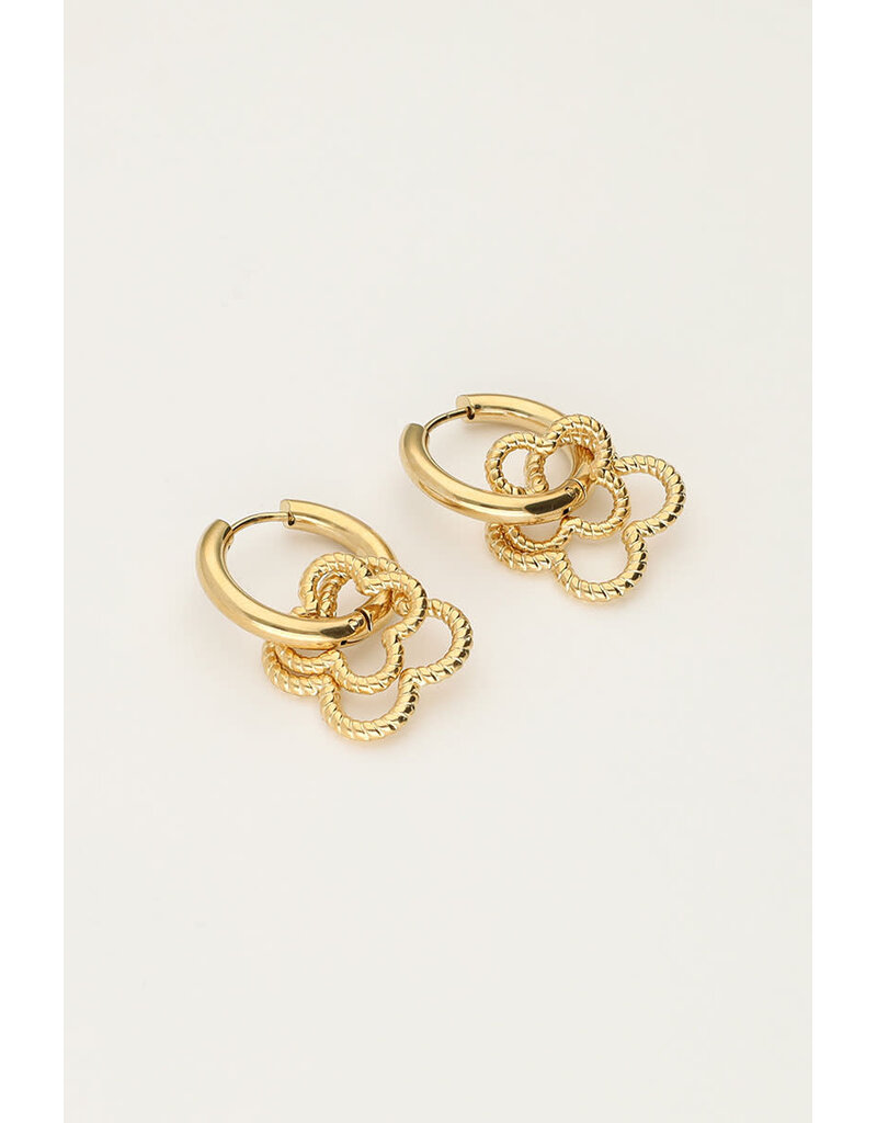 My Jewellery My Jewellery | Oorringen met dubbele klaver - goud