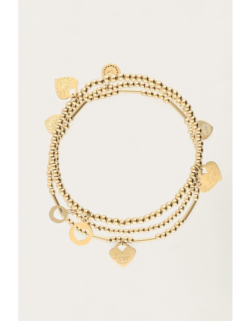 My Jewellery My Jewellery | Candy armbanden set met hartjes - goud