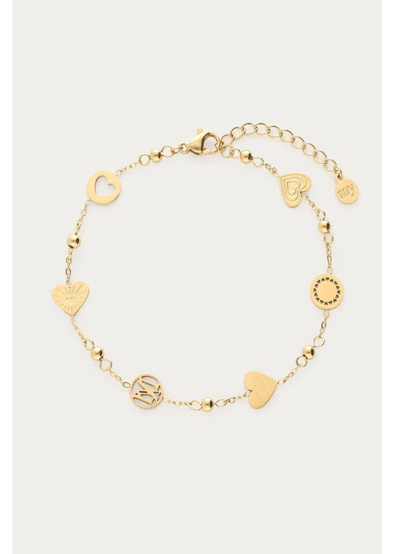 My Jewellery My Jewellery | Armband met hartjes & bolletjes - goud