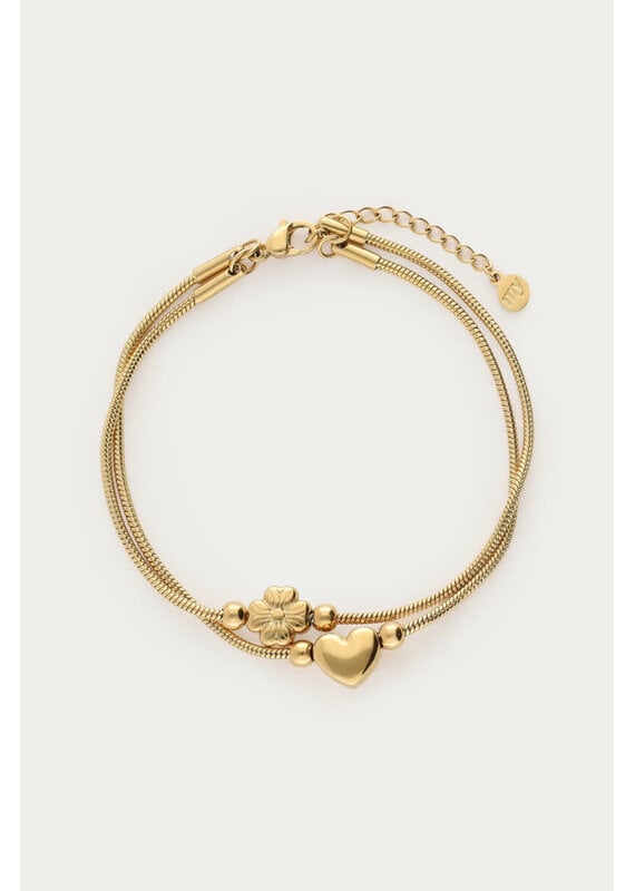 My Jewellery My Jewellery | Gratitude dubbele armband hart en klaver - goud
