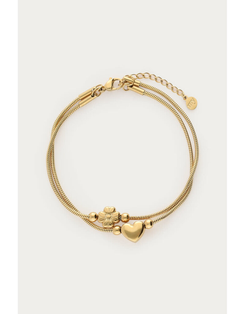 My Jewellery My Jewellery | Gratitude dubbele armband hart en klaver - goud