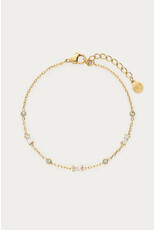 My Jewellery My Jewellery | Minimalistische armband met ronde en vierkante strass - goud
