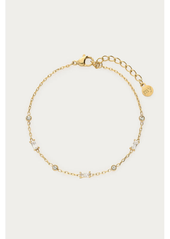 My Jewellery My Jewellery | Minimalistische armband met ronde en vierkante strass - goud