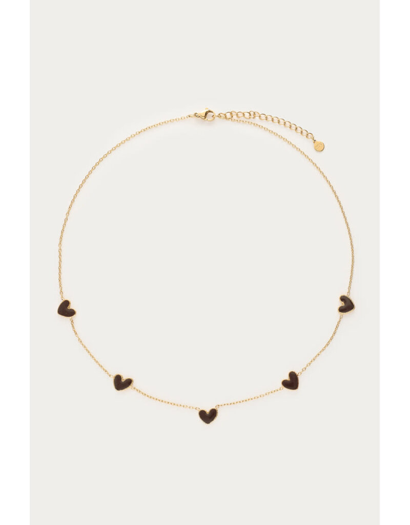 My Jewellery My Jewellery | Ketting met bruine hartjes - goud