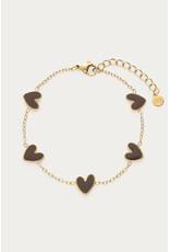 My Jewellery My Jewellery | Armband met bruine hartjes - goud