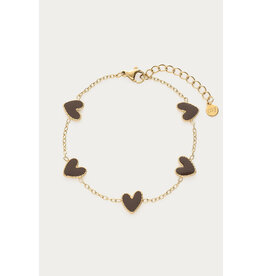 My Jewellery My Jewellery | Armband met bruine hartjes - goud