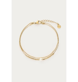 My Jewellery My Jewellery | Dubbele armband met kralen en natuurlijke parel - goud