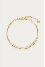 My Jewellery My Jewellery | Dubbele armband met kralen en natuurlijke parel - goud