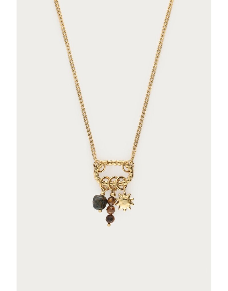21Jewelz My Jewellery | Sunrocks ketting met zon en bruine kralen - goud