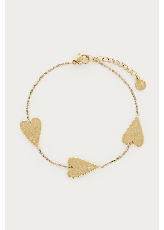 My Jewellery My Jewellery | Fortune armband met gegraveerde hartjes - goud