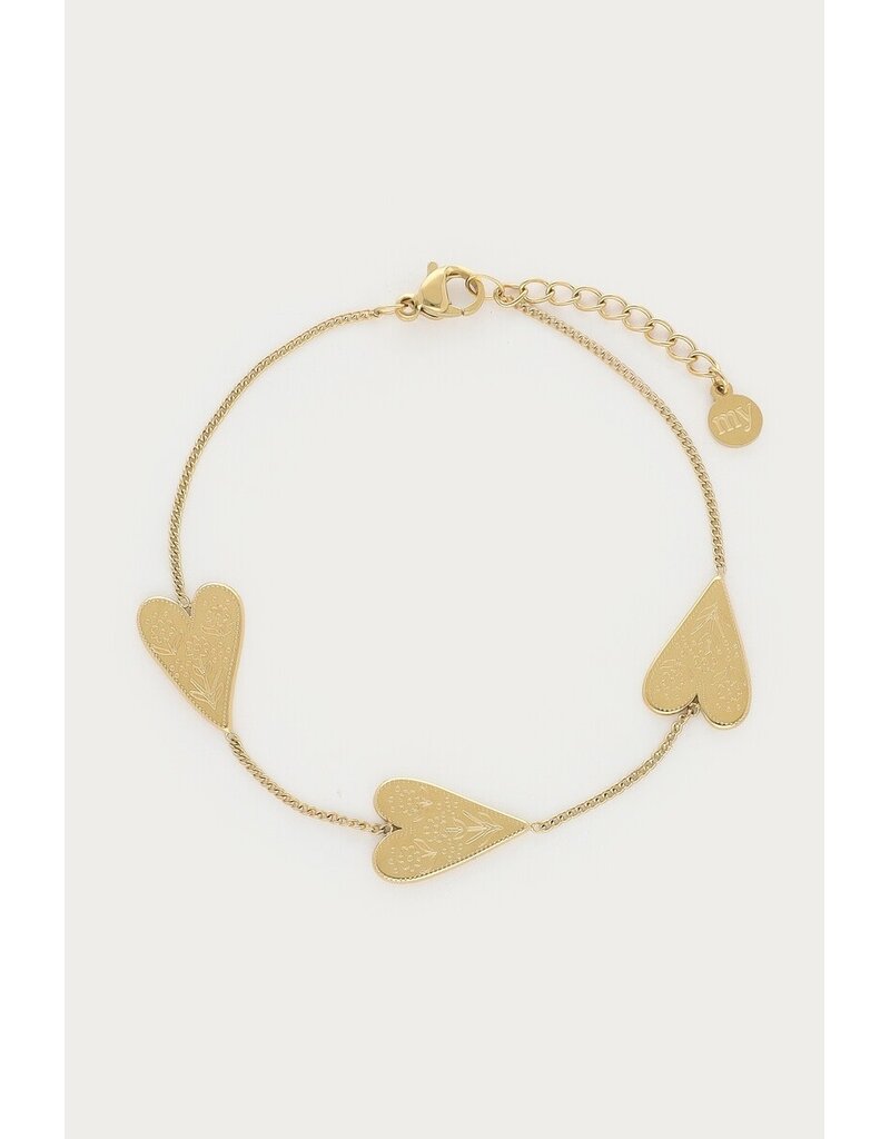 My Jewellery My Jewellery | Fortune armband met gegraveerde hartjes - goud