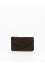 21Jewelz Tasje met gestikt patroon - suede donkerbruin