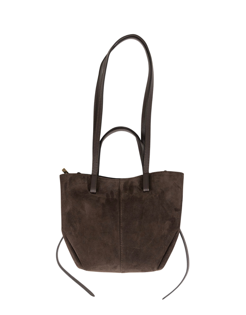 21Jewelz Medium shopper met dubbel hengsel - suede donkerbruin