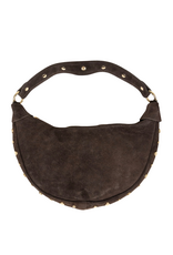21Jewelz Medium halfronde tas met studs - suede donkerbruin