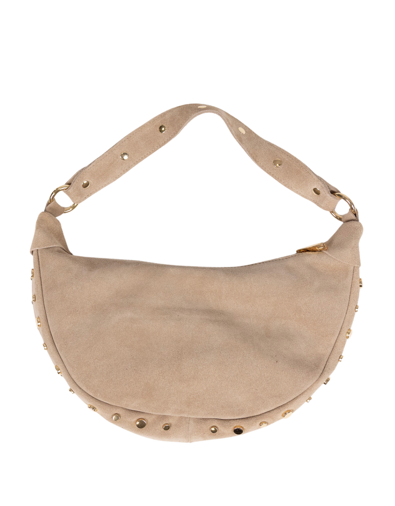 21Jewelz Medium halfronde tas met studs - suede beige