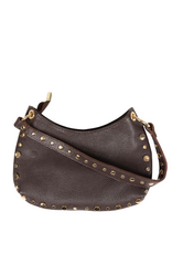 21Jewelz Halfronde tas met gouden studs - donkerbruin