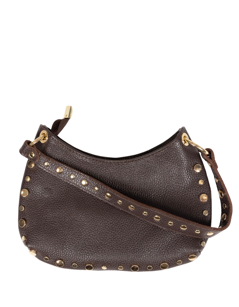21Jewelz Halfronde tas met gouden studs - donkerbruin