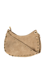 21Jewelz Halfronde tas met gouden studs - suede beige