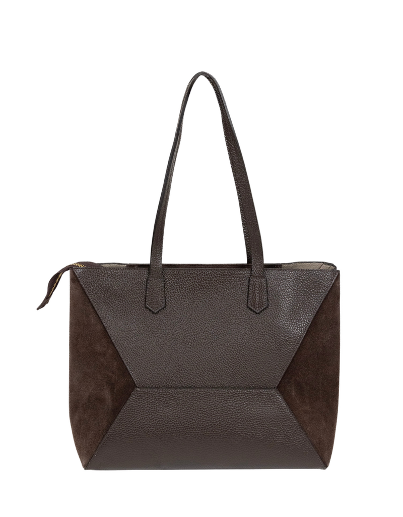21Jewelz Grote shopper met suede details - donkerbruin